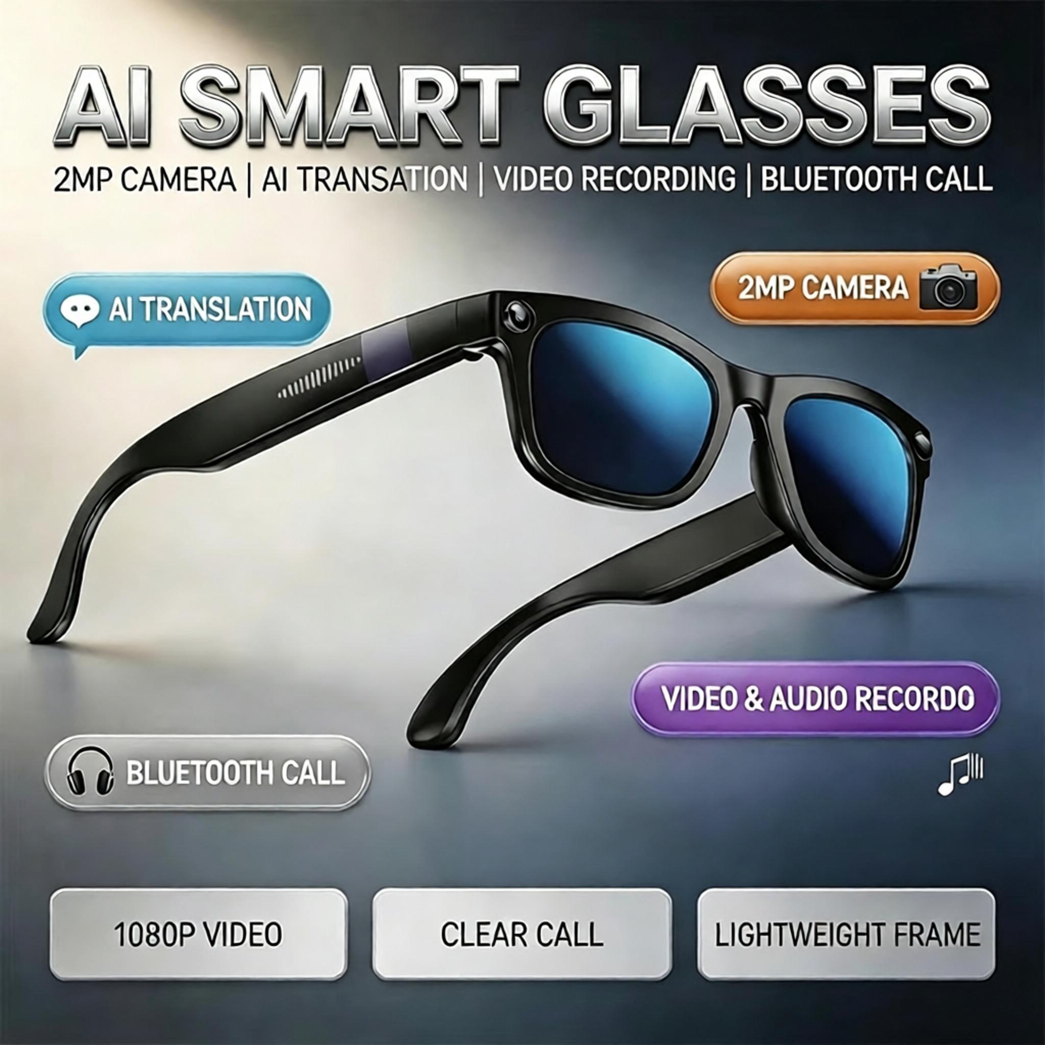 Audio Music For Video - Nowe inteligentne okulary Bluetooth z AI,