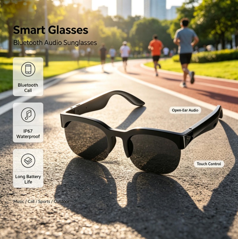 Audio Music For Video - Inteligentne okulary audio Bluetooth z otwartym